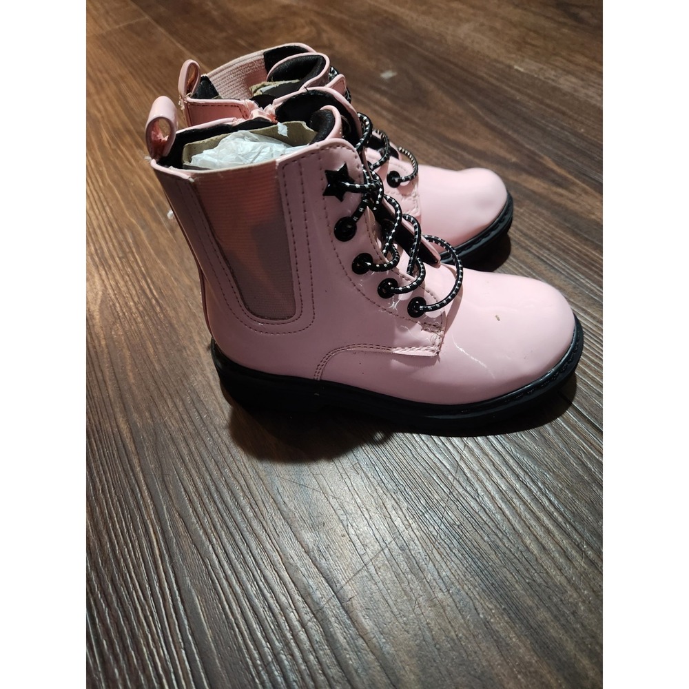 Jumping Beans Easy‎ Zip Zelma Pink Combat Boots Shoes Toddler sz 9T